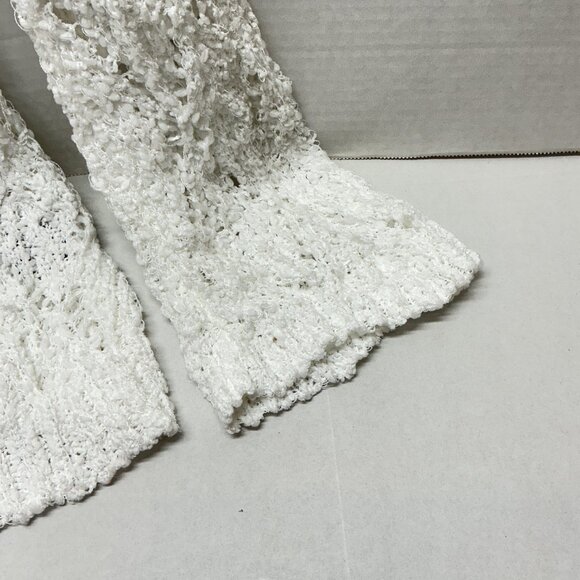 POL LARGE WHITE CARDIGAN 25" PTP DIAMOND PATTERN - Picture 5 of 10